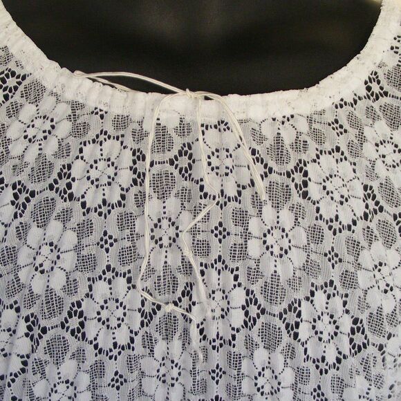 Vintage Swim Cover, OS, White Floral Lace, Neck string, Pullover - Picture 5 of 8